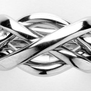 Ladies 4 Band Puzzle Ring in Sterling Silver, Gold or Platinum Style 4125