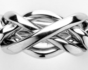 Ladies 4 Band Puzzle Ring in Sterling Silver, Gold or Platinum Style 4125