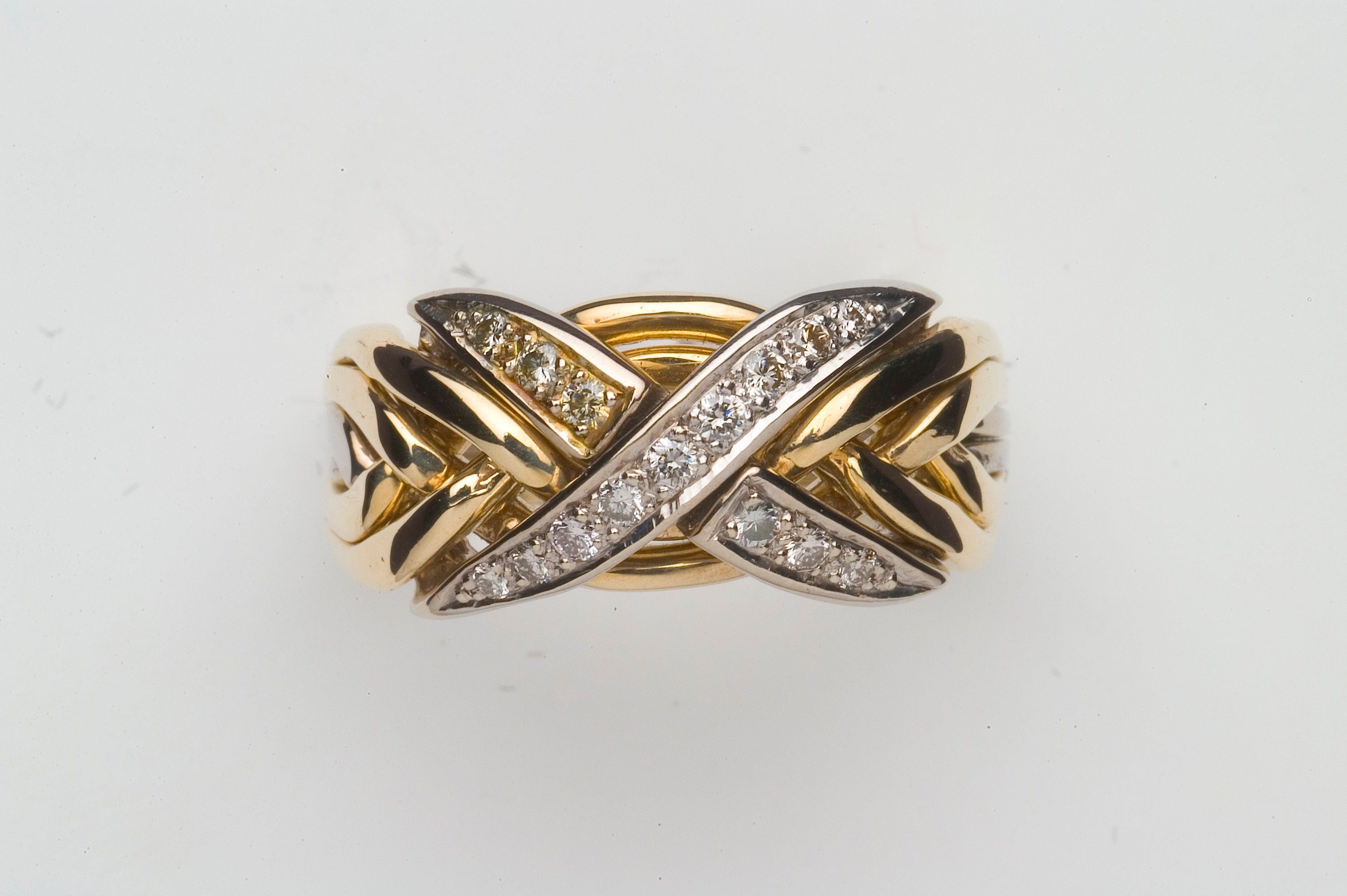 6 Band Puzzle Ring with diamonds 6NX Etsy