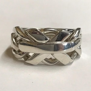 5 Band Mens Sterling Silver, Gold or Platinum Puzzle Ring, Style S5N - Etsy