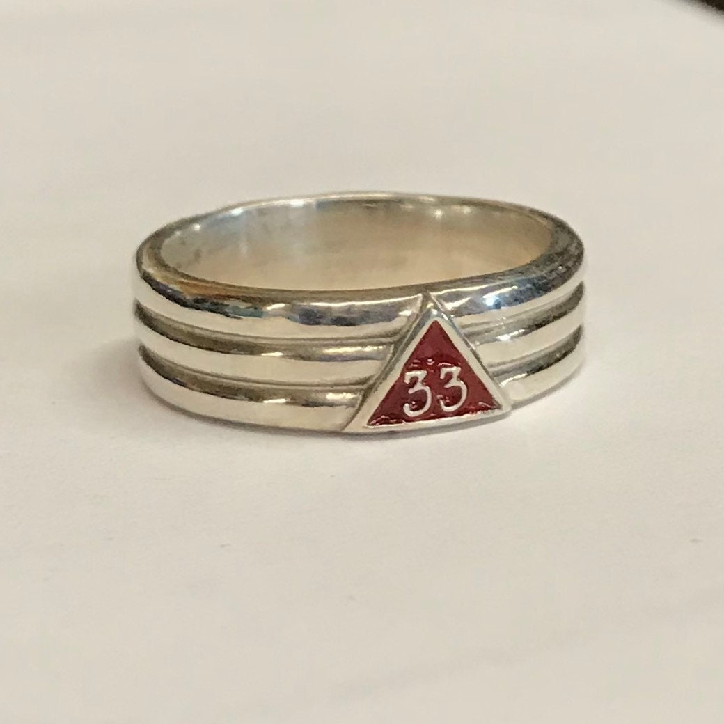 Sterling Silver or Gold 33rd Degree Masonic Ring With Red Enamel - Etsy ...