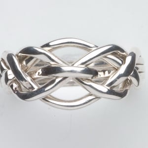 Ladies Five Band Puzzle Ring 5Q in Sterling Silver or Gold