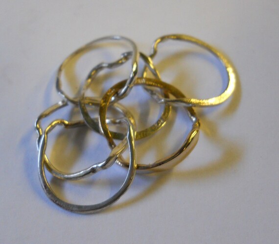 Ladies Sterling Silver Gold or Platinum Six Band Puzzle Ring 6WBD