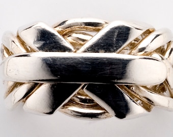 Anillo de rompecabezas de 7 bandas para hombre, estilo 7N