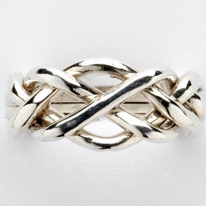 Ladies 4 Band Puzzle Ring in Sterling Silver, style 4G