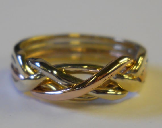 Bague Symbole Engagement Puzzle Tressé En Or Jaune 10 Carats - Tailles 5 à 10 - Neuf Sans Boîte