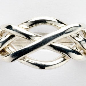 Mens 4 Band Puzzle Ring in Sterling Silver, Gold or Platinum style 4G