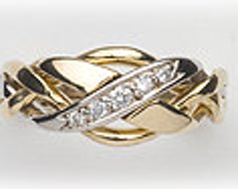 Ladies 14K 4 Band Puzzle Ring. Style 14K 4NX .08 Dia. (Ready to ship TODAY)