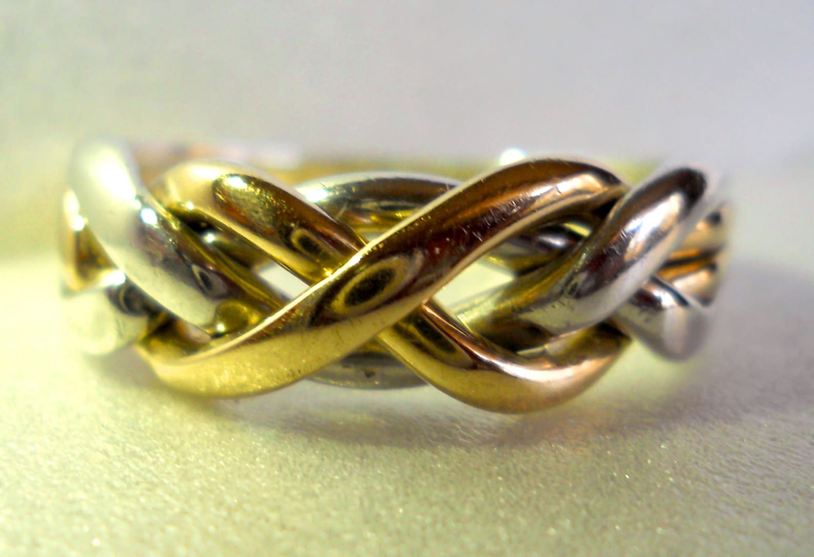 Ladies 10K Gold and Sterling Four Band Handmade Puzzle Ring - Etsy