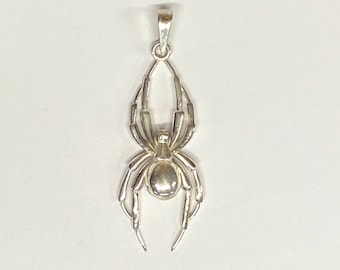 Solid Sterling Silver Spider Pendant