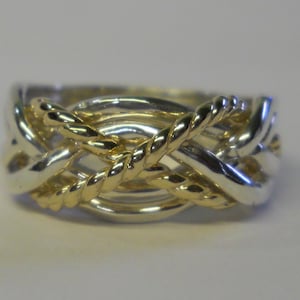 Ladies Six Band Puzzle Ring Sterling Silver And 10K Gold 6TW2X