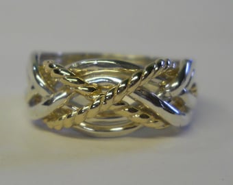 Ladies Six Band Puzzle Ring Sterling Silver And 10K Gold 6TW2X
