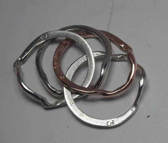 kensscratch 3plate-ring R022 10号 10k Rose Gold Ring/sterling Four Band Puzzle Ring S4T - Etsy