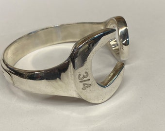 Men's Sterling Silver 3/4" Open End Box Wrench Bracelet