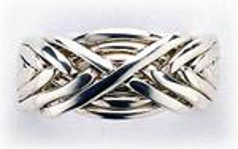 Complex Ring Ladies 8 Band Puzzle Ring in Sterling Silver, Gold or Platinum Style ...