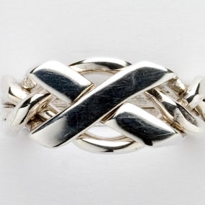 Sterling Silver Ladies Four Band Puzzle Ring Style 4N
