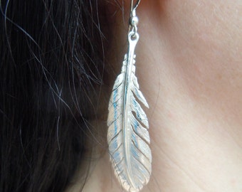 Handmade Feather Earrings - Sterling Silver, Gold or Platinum