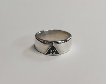 Freimaurer Masonic Siegelring, 925er Silber oder 32 Grad Gold