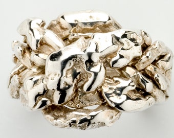 Ladies Sterling Silver, Gold or Platinum Six Band Nugget Puzzle Ring 6WR
