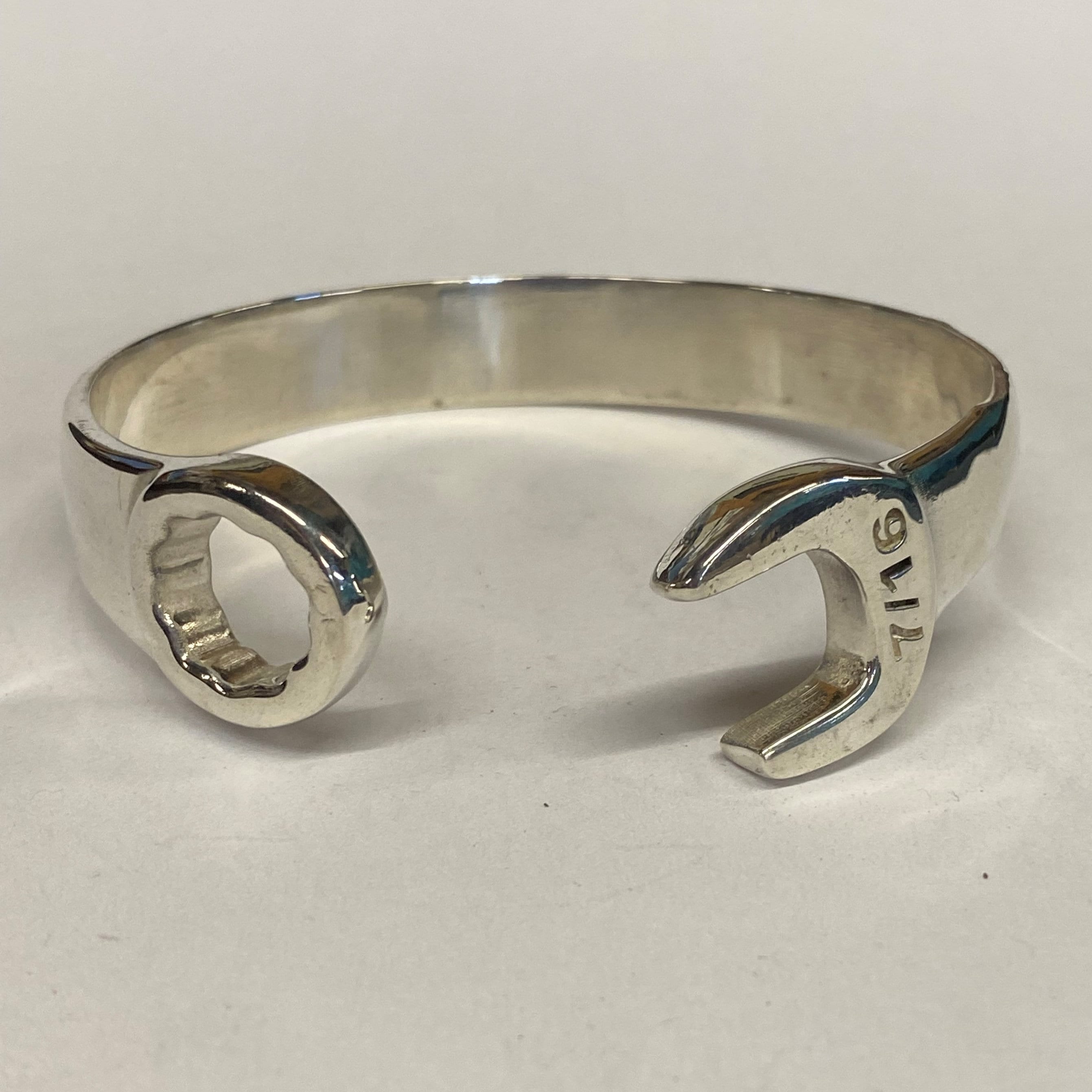 Men's Sterling Silver 7/16" Open End Box Wrench Bracelet a