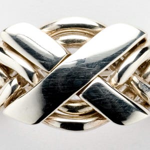 Sterling Silver, Gold, or Platinum Mens Six Band Puzzle Ring 6N