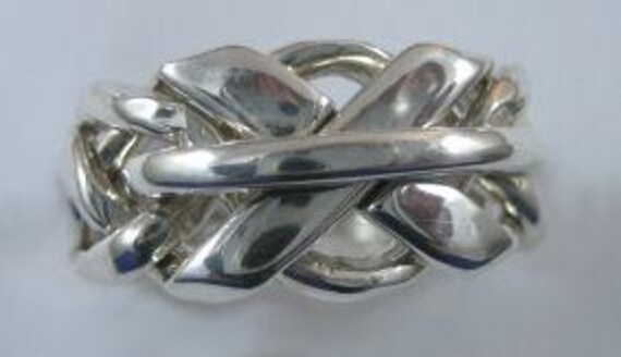 5 Band Ladies Sterling Silver, Gold or Platinum Puzzle Ring, Style