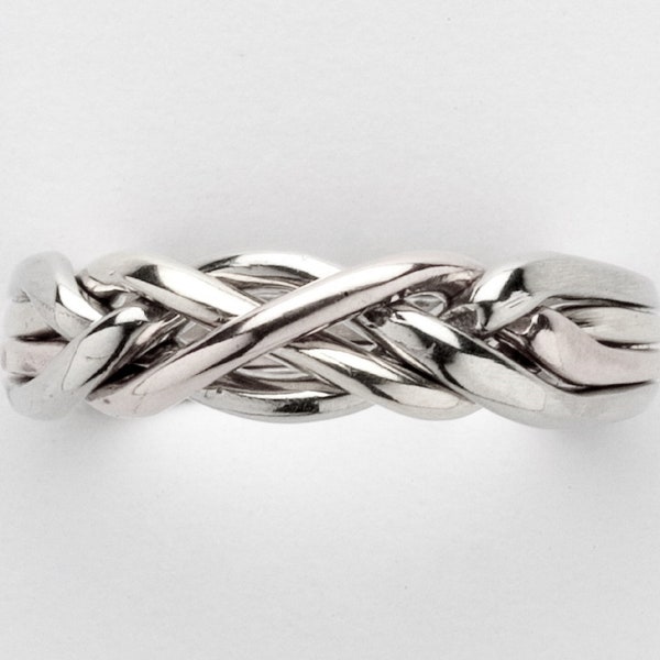 Ladies Tight Weave 4 Band Puzzle Ring in Sterling Silver 4T