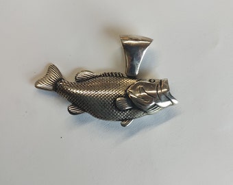 Solid Sterling Silver Smallmouth Bass Pendant