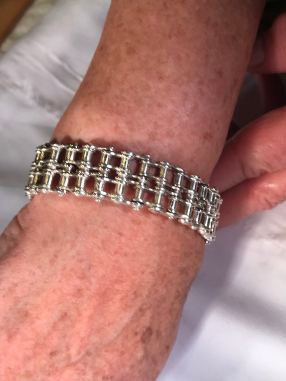Bike chain bracelet with deals diamonds