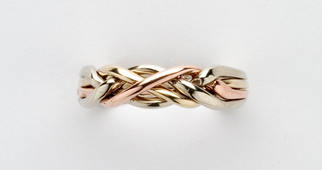 Ladies 10K Gold and Sterling Four Band Handmade Puzzle Ring Sterling 2