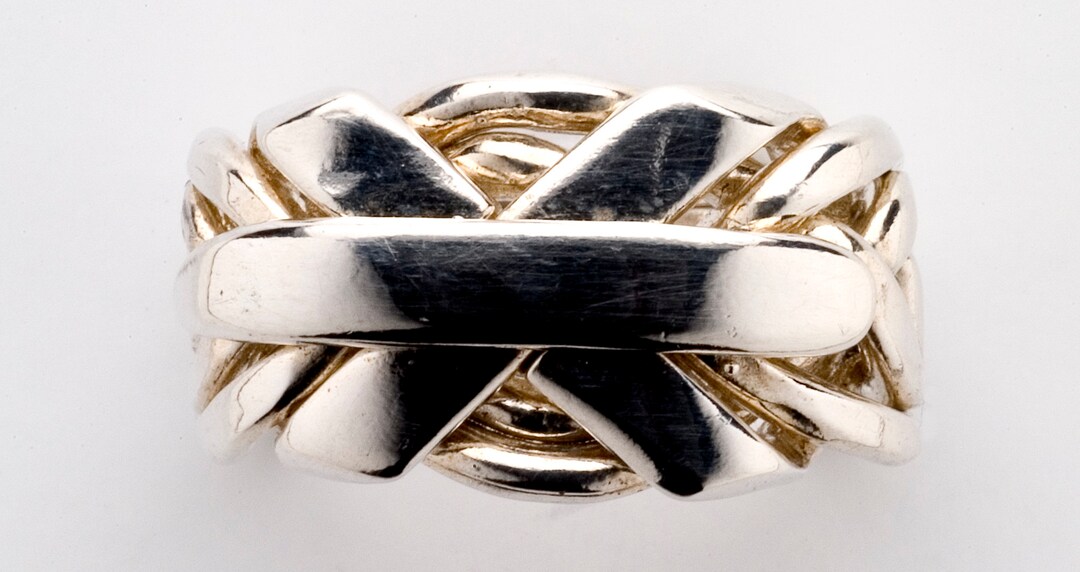 Ladies 7 Band Puzzle Ring in Sterling, Gold or Platinum 7N Etsy