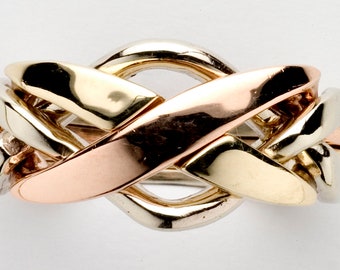 Anillo de rompecabezas de 4 bandas para hombre 4NX