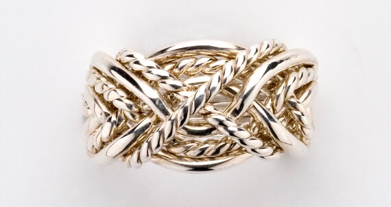 Handmade Turkish puzzle ring 925 silver 8 band tradational design all size stock