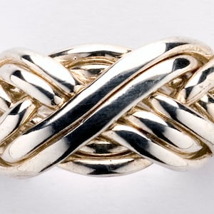 Men&#39;s Solid Sterling Silver, Gold or Platinum Wide 8 Band Puzzle Ring Style 8BAW Mens