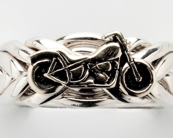 Men&#39;s Six Band Puzzle Ring with Motorcycle 6WA-MC