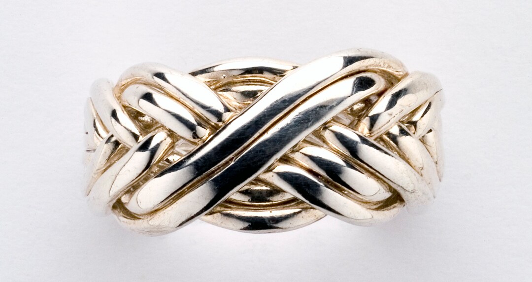 Mens 8 Band Puzzle Ring in Sterling Silver, Gold or Platinum Style 8WA