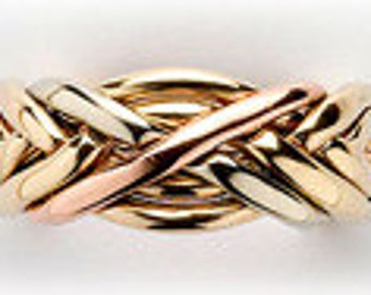 Damen Sterling Silber, Gold oder Platin Sechsband Puzzle Ring 6WB