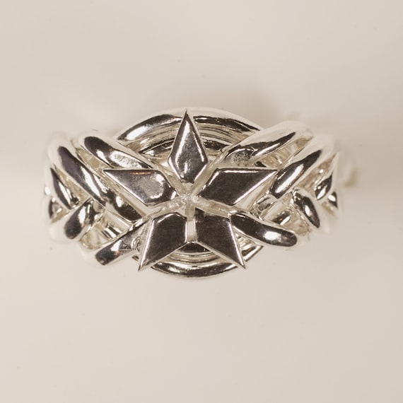 Ladies Sterling, Gold or Platinum Six Band Puzzle Ring With