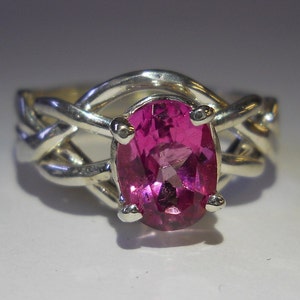 Ladies&#39; Pink Topaz 4 Band Puzzle Ring 4PT