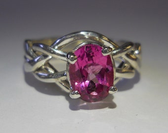 Ladies' Pink Topaz Sterling Silver, Gold, or Platinum 4 Band Puzzle Ring 4PT