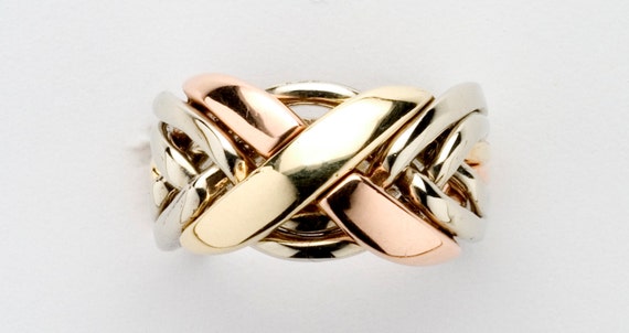 Ladies Six Band Sterling Silver, Gold or Platinum Puzzle Ring