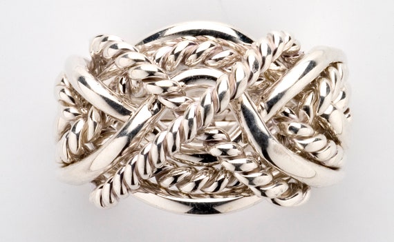 Handmade Turkish puzzle ring 925 silver 8 band tradational design all size stock