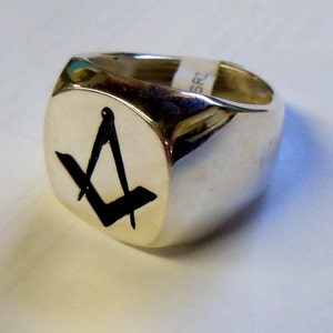 Solid Sterling Silver or Gold Masonic Signet Ring