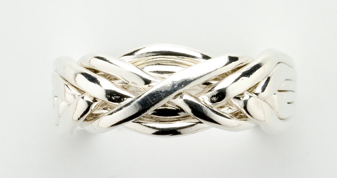 6 Band Puzzle Ring in Sterling Silver, Gold or Platinum. Style 6WA Mens Etsy