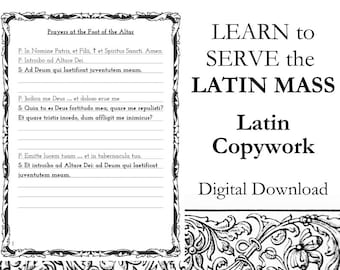 Latin Mass Server Responses Copywork: TLM Training (PDF Download)