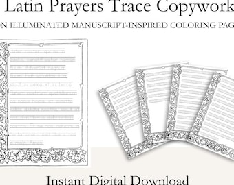 Latin Prayers Copywork: Catholic Homeschool Worksheet (Digital Download, PDF)