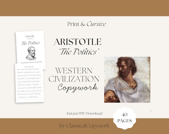 Aristotle's Politics Copywork | Liberal Arts Homeschool Curriculum for High School & Middle School | Handwriting Practice | Greek Philosophy