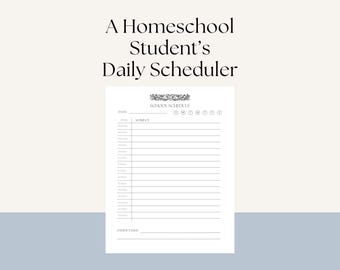 Homeschool Student's Daily Planner PDF | Simple Printable Schedule for Classical Homeschool Kids | Organization Chart with Specific Times