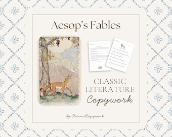 Literature Copywork: Aesop's Fables | Handwriting Cursive Practice for Elementary | Homeschool Great Books Curriculum | Classical Education