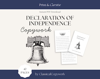 Declaration of Independence Copywork: American History Heritage | Memorization and Handwriting Practice | American Government Curriculum